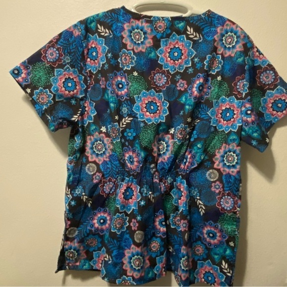 Bobbie Brooks Scrub Shirt Top Women’s Size 2X Cotton Pockets Blue Elastic - Picture 2 of 9